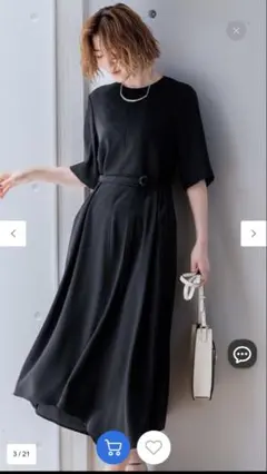 ebure エブール ベルト付き ワンピース グリーン 半袖 36 - メルカリ