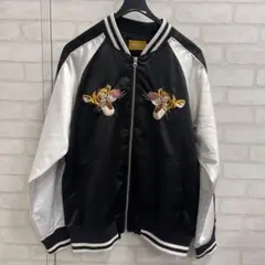 【M】ティガー刺繍 スカジャン 黒白 M】ティガー刺繍 スカジャン 黒白 M】ティガー刺繍 スカジャン