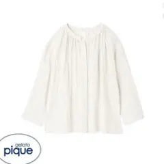 ジェラートピケ ストライプガーゼシャツ&ショートパンツ 上下セット アイボリー