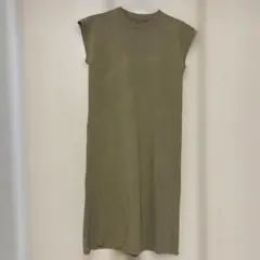 オリーブグリーン 半袖カットソーワンピース