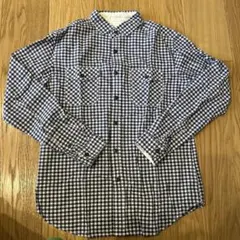 THE SHOP TK メンズシャツ　長袖　ギンガムチェック　ネイビー　M