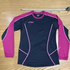 asics 長袖Tシャツ黒/ピンク