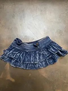 ダークブルー フリル付きスカート