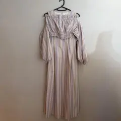 セルフォード　オフショル　2way セットアップ　パステルストライプワンピース