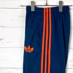 アディダス ジャージ パンツ トレフォイルロゴ刺繡 ネイビー オレンジ S