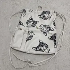 Scolar おめかしねこ リュックバック オフホワイト A4収納可のサムネイル