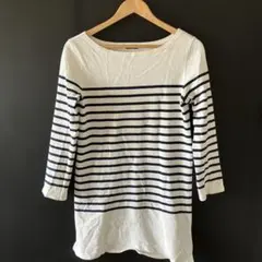ストライプ 長袖Tシャツ M ホワイト/ネイビーのサムネイル