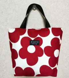 花柄エコバッグ（赤と白）ハンドメイド