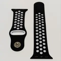 アップルウォッチ スポーツベルト 黒×白 38〜42(s10)mm対応 M/L