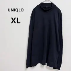 ユニクロ ブラック ハイネック 長袖カットソー シンプル 無地 ナチュラル XLのサムネイル