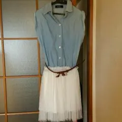 ベルト付きワンピース