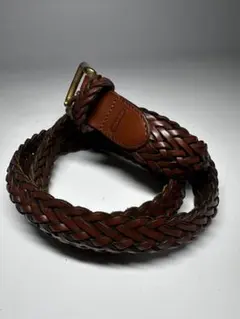 Ralph Lauren レザーメッシュベルト　イタリア製　ダークブラウン　36 Ralph Lauren レザーメッシュベルト イタリア製 ダークブラウン 36