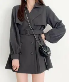 ヘザー　プリーツトレンチミニワンピース　美品