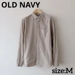 OLD NAVY ベージュ シャンブレーシャツ M ボタンダウン長袖シャツ