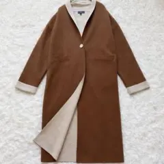 近年モデル✨セオリー ロングダブルフェイス コットンウールコーディガン ブラウン