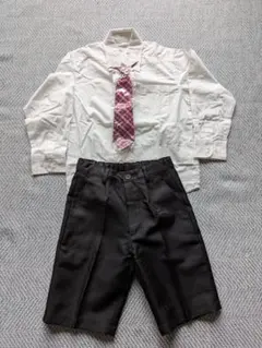 キッズフォーマルシャツ ネクタイ 黒パンツ セット 120cm