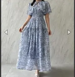 【匿名配送】snidel 2way 花柄 プリーツワンピース　ブルー　S 週末限定セール☆【SNIDEL】2way 花柄 プリーツワンピース ブルー S