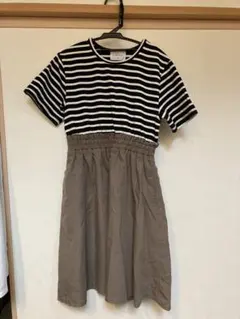 【美品】Lycée mine. ナルミヤ　ボーダー切り替えワンピース 140㎝のサムネイル