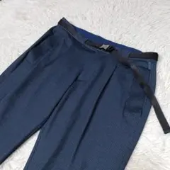 極美品◆giabsarchivio ベルト付 タックパンツ ネイビー イタリア製のサムネイル