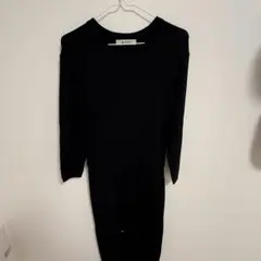 【nano・universe】リブニットワンピース ブラック F ナノユニバース