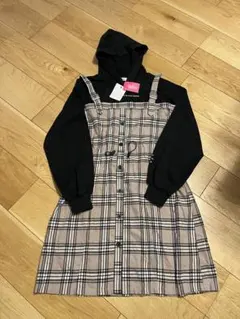 新品タグ付き◎ピンクラテ★フ－ドドッキングワンピース 165 Mサイズ