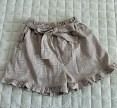 チェック柄フリル裾ハーフパンツ 150㎝