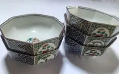 青郊（九谷焼）八角形 花柄 小鉢セット