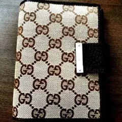 【未使用に近い】GUCCI グッチ 手帳カバー GGキャンバス グッチロゴ 本革