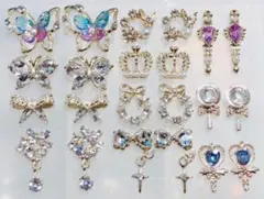 ネイルパーツ22点セット　まとめ売り　蝶々　リボン　王冠　　ハート