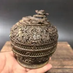 金属製 透かし彫り 香炉 茶道具 時代 銅製 行火 あんか 火道具 金工古美術 金属製 透かし彫り 香炉 茶道具 時代 銅製 行火 あんか 火道具 金工古