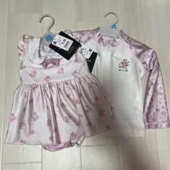 女の子　ベビー　水着　ワンピース　ラッシュガード　花柄 80cm タグ付き未使用