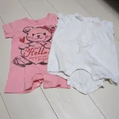 クマプリントロンパース2点セット 80cm