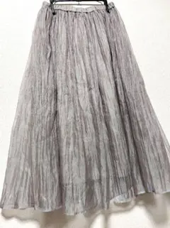ｉｎｄｅｘ Ｍ グレー シフォン フレア ロング スカート ワールド 美品