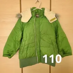 緑色ファー付き中綿コート