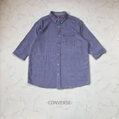 CONVERSE/リネンシャツ/3L/ブルー/7分袖/綿麻100%/大きいサイズのサムネイル
