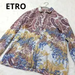 ETRO ペイズリー柄 長袖シャツ 40　ブラウス ピンタック　麻　リネンのサムネイル