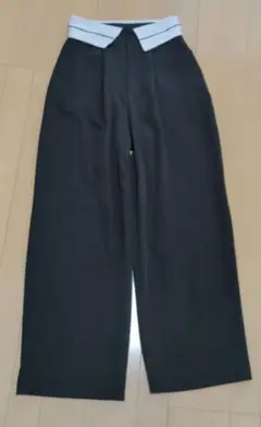 ウエスト折り返しパンツハイウエストスラックス