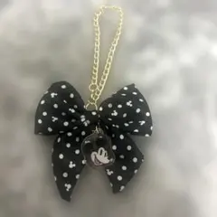 Disney　キャンドゥ　リボンチャーム　黒リボン　ミッキー　バッグチャーム