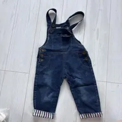 デニム オーバーオール ストライプ裏地