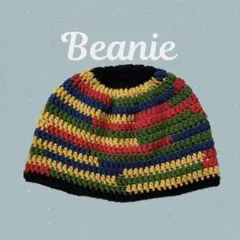 【ハンドメイド】クラッシャーハット ビーニー マルチカラー ラスタ ボーダー