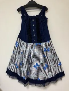 ☆新品☆CHOCOCHIP ロリータワンピース ネイビー 花柄 - メルカリ