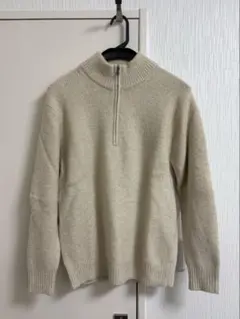 【UNIQLO】スフレヤーンハーフジップセーター ナチュラル