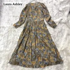 美品✨ローラアシュレイ ヴィンテージ 花柄 プリーツ フレア Aラインワンピース
