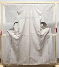 D5 美品 単衣 本場結城紬 80亀甲 流れ模様 ベージュ 小紋 正絹 着物のサムネイル