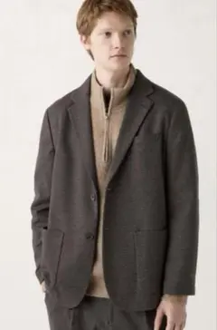 ユニクロ UNIQLO テーラードジャケット ブラウン チェック Ｍ メンズ