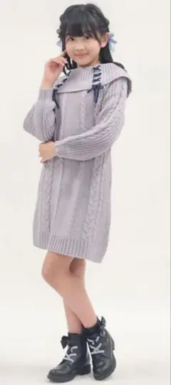 アクシーズファム キッズ W編み上げニット ワンピース 140cm