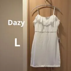 デイジー　サイズL ビジューオフショルフリルタイトミニドレス