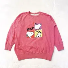 ピーナッツ　スヌーピープリント　トレーナー スウェット　ピンク　カジュアル　M