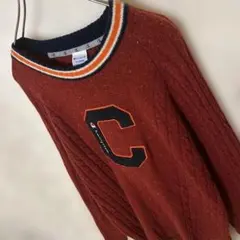 希少デザイン　チャンピオン　ニット　セーター　ビッグロゴ　ワッペン　刺繍　古着