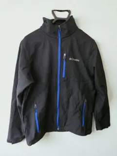 Columbiaソフトシェルジャケット 刺繍ロゴ青ブラックテック系アウター M
